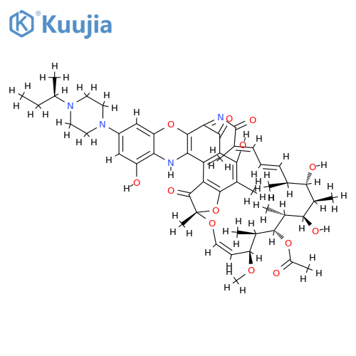 (2S,16Z,18E,20S,21S,22R,23R,24R,25S,26R,27S,28E)-10-{4-[(2R)-butan-2-yl]piperazin-1-yl}-5,12,21,23-tetrahydroxy-27-methoxy-2,4,16,20,22,24,26-heptamethyl-1,6,15-trioxo-1,2-dihydro-6H,13H-2,7-(epoxypentadeca[1,11,13]trienoazeno)[1]benzofuro[4,5-a]phenoxazi structure