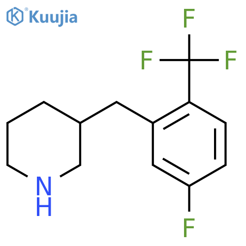 3-{5-fluoro-2-(trifluoromethyl)phenylmethyl}piperidine structure