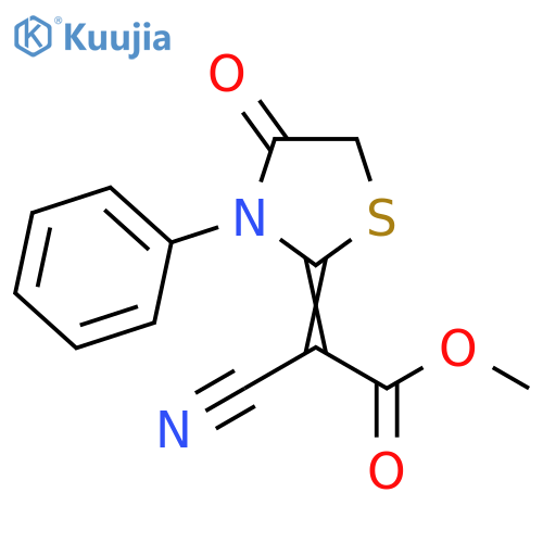 methyl 2-cyano-2-[(2E)-4-oxo-3-phenyl-1,3-thiazolidin-2-ylidene]acetate structure
