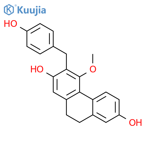 3-(4-hydroxybenzyl)-4-methoxy-9,10-dihydrophenanthrene-2,7-diol structure
