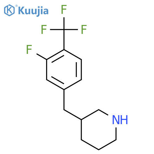 3-{3-fluoro-4-(trifluoromethyl)phenylmethyl}piperidine structure