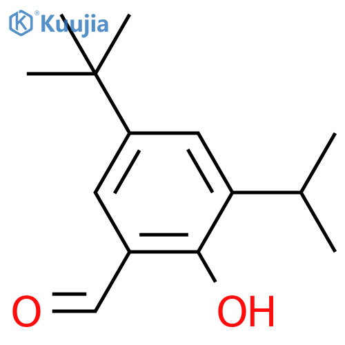 Benzaldehyde, 5-(1,1-dimethylethyl)-2-hydroxy-3-(1-methylethyl)- structure