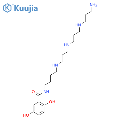 N-(4-{[3-({3-[(3-aminopropyl)amino]propyl}amino)propyl]amino}butyl)-2,5-dihydroxybenzamide structure