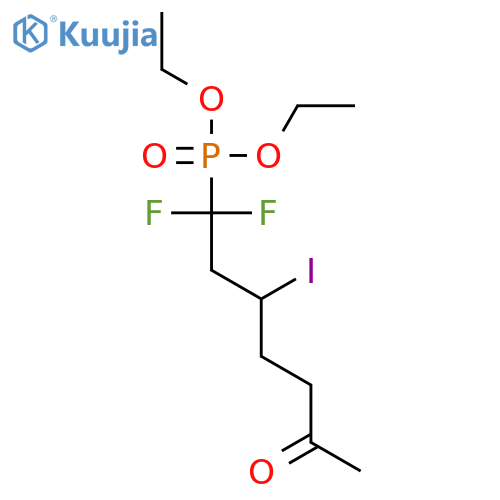 Phosphonic acid, (1,1-difluoro-3-iodo-6-oxoheptyl)-, diethyl ester structure