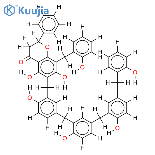 5,7-dihydroxy-6-(2'''-hydroxy-5'''-(2''''-hydroxy-5''''-(2'''''-hydroxy-5'''''-(2''''''-hydroxybenzyl)benzyl)benzyl)benzyl)-8-(2''-hydroxybenzyl)flavanone structure