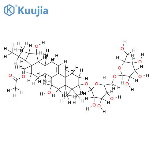 28-acetoxy-3beta,7beta,19alpha-trihydroxyarbor-9(11)-en-3-O-beta-D-glucopyranosyl-(1->6)-beta-D-glucopyranoside structure