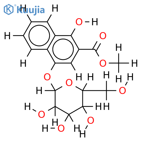 2-carbomethoxy-1,4-naphthohydroquinone-4-O-beta-D-glucopyranoside structure