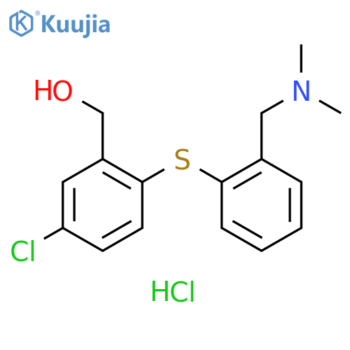 Benzenemethanol, 5-chloro-2-[[2-[(dimethylamino)methyl]phenyl]thio]-, hydrochloride (1:1) structure