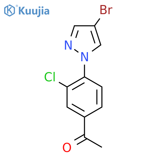 1-4-(4-bromo-1H-pyrazol-1-yl)-3-chlorophenylethan-1-one structure