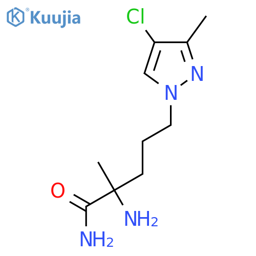 2-amino-5-(4-chloro-3-methyl-1H-pyrazol-1-yl)-2-methylpentanamide structure