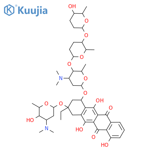 9-[4-(Dimethylamino)-5-hydroxy-6-methyloxan-2-yl]oxy-7-[4-(dimethylamino)-5-[5-(5-hydroxy-6-methyloxan-2-yl)oxy-6-methyloxan-2-yl]oxy-6-methyloxan-2-yl]oxy-9-ethyl-1,6,11-trihydroxy-8,10-dihydro-7H-tetracene-5,12-dione structure