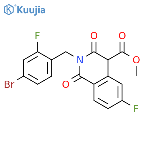 4-Isoquinolinecarboxylic acid,2-[(4-bromo-2-fluorophenyl)methyl]-6-fluoro-1,2,3,4-tetrahydro-1,3-dioxo-, methyl ester structure