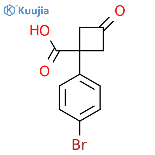 1-(4-bromophenyl)-3-oxo-cyclobutanecarboxylic acid structure