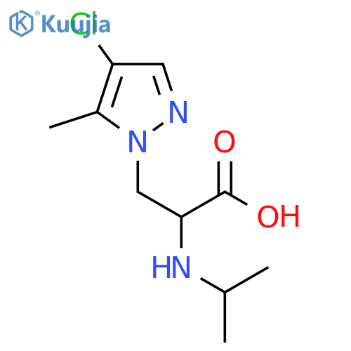 3-(4-chloro-5-methyl-1H-pyrazol-1-yl)-2-(propan-2-yl)aminopropanoic acid structure