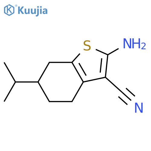 2-amino-6-(propan-2-yl)-4,5,6,7-tetrahydro-1-benzothiophene-3-carbonitrile structure