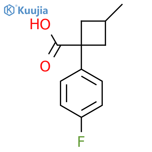 1-(4-fluorophenyl)-3-methylcyclobutane-1-carboxylic acid structure