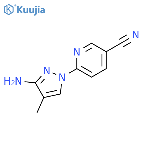 6-(3-amino-4-methyl-1H-pyrazol-1-yl)pyridine-3-carbonitrile structure