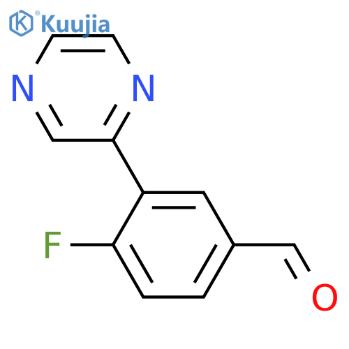 Benzaldehyde, 4-fluoro-3-(2-pyrazinyl)- structure