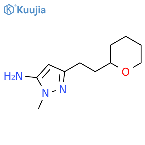 1-methyl-3-2-(oxan-2-yl)ethyl-1H-pyrazol-5-amine structure