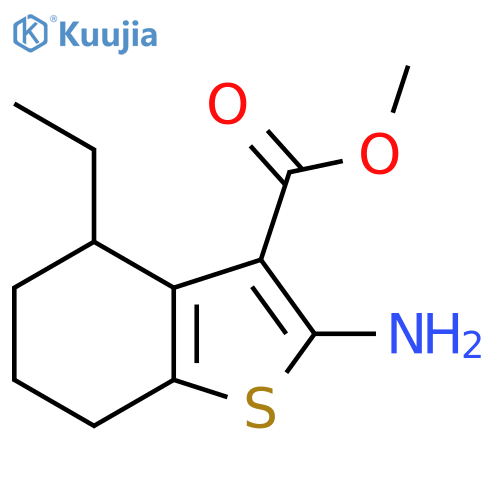 methyl 2-amino-4-ethyl-4,5,6,7-tetrahydro-1-benzothiophene-3-carboxylate structure