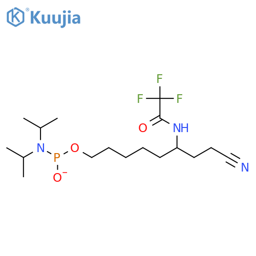 N-[6-[2-cyanoethoxy-(diisopropylamino)phosphanyl]oxyhexyl]-2,2,2-trifluoro-acetamide structure