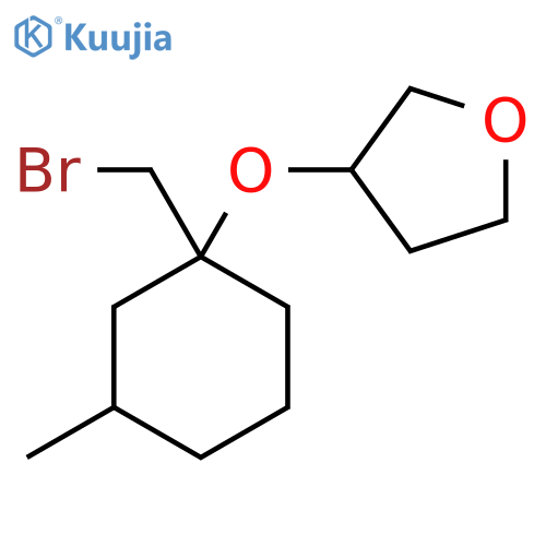 3-{1-(bromomethyl)-3-methylcyclohexyloxy}oxolane structure