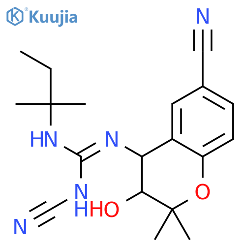 1-cyano-2-[(3R,4S)-6-cyano-3-hydroxy-2,2-dimethyl-3,4-dihydro-2H-chromen-4-yl]-3-(1,1-dimethylpropyl)guanidine structure