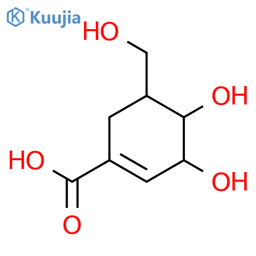 1-Cyclohexene-1-carboxylic acid, 3,4-dihydroxy-5-(hydroxymethyl)-, (3R,4S,5S)-rel- structure
