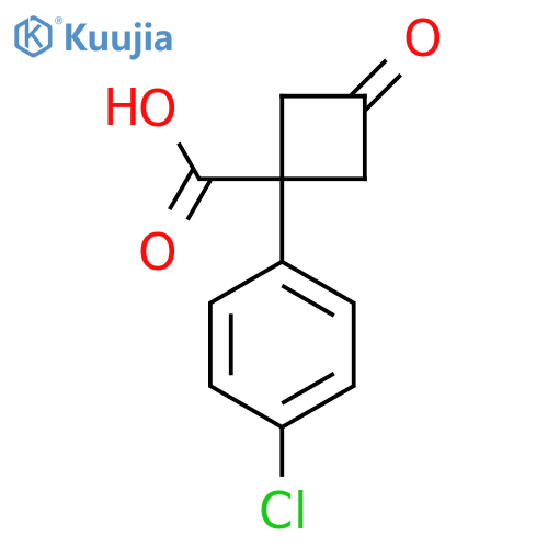 1-(4-chlorophenyl)-3-oxocyclobutane-1-carboxylic acid structure
