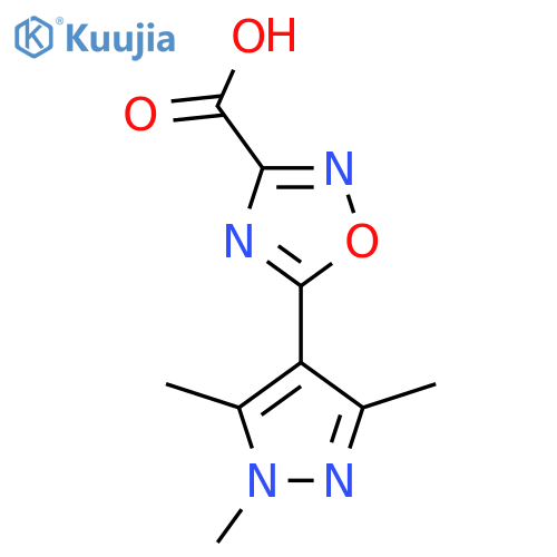 5-(trimethyl-1H-pyrazol-4-yl)-1,2,4-oxadiazole-3-carboxylic acid structure