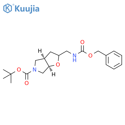 Rel-(3aR,6aR)-tert-butyl 2-((((benzyloxy)carbonyl)amino)methyl)tetrahydro-2H-furo2,3-cpyrrole-5(3H)-carboxylate structure
