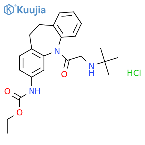 ethyl [5-(N-tert-butylglycyl)-10,11-dihydro-5H-dibenzo[b,f]azepin-3-yl]carbamate hydrochloride structure