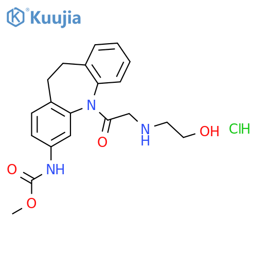 methyl {5-[N-(2-hydroxyethyl)glycyl]-10,11-dihydro-5H-dibenzo[b,f]azepin-3-yl}carbamate hydrochloride structure