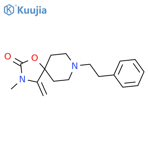 3-methyl-4-methylidene-8-(2-phenylethyl)-1-oxa-3,8-diazaspiro[4.5]decan-2-one structure
