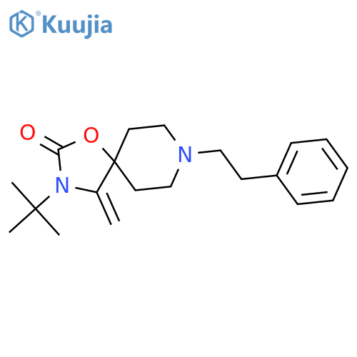 3-tert-butyl-4-methylidene-8-(2-phenylethyl)-1-oxa-3,8-diazaspiro[4.5]decan-2-one structure