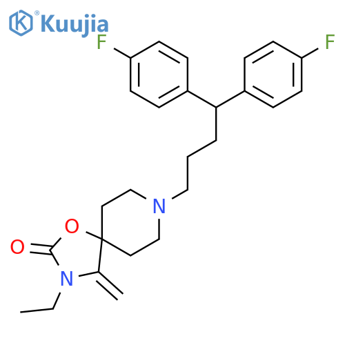 8-[4,4-bis(4-fluorophenyl)butyl]-3-ethyl-4-methylidene-1-oxa-3,8-diazaspiro[4.5]decan-2-one structure