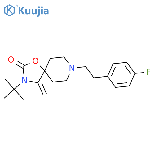 3-tert-butyl-8-[2-(4-fluorophenyl)ethyl]-4-methylidene-1-oxa-3,8-diazaspiro[4.5]decan-2-one structure