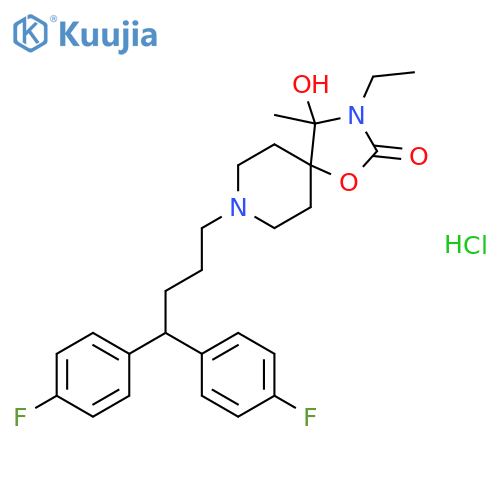 1-Oxa-3,8-diazaspiro[4.5]decan-2-one,8-[4,4-bis(4-fluorophenyl)butyl]-3-ethyl-4-hydroxy-4-methyl-, hydrochloride(1:1) structure