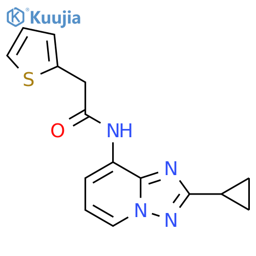 N-{2-cyclopropyl-1,2,4triazolo1,5-apyridin-8-yl}-2-(thiophen-2-yl)acetamide structure