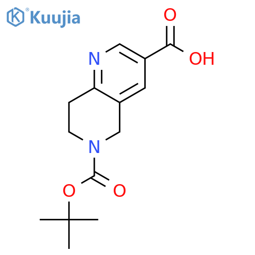 6-[(tert-Butoxy)carbonyl]-5,6,7,8-tetrahydro-1,6-naphthyridine-3-carboxylic acid structure