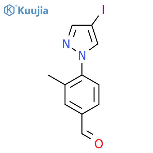 4-(4-iodo-1H-pyrazol-1-yl)-3-methylbenzaldehyde structure
