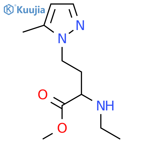 methyl 2-(ethylamino)-4-(5-methyl-1H-pyrazol-1-yl)butanoate structure
