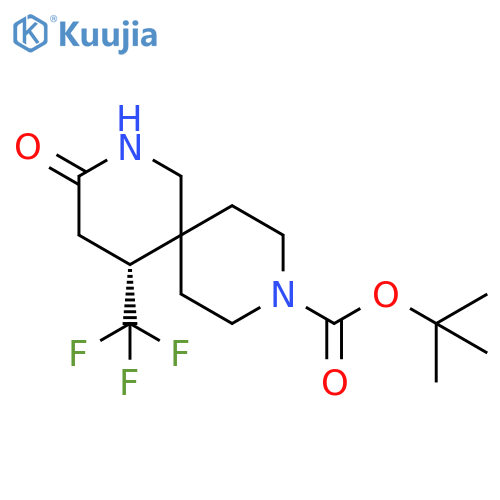 tert-butyl (5R)-3-oxo-5-(trifluoromethyl)-2,9-diazaspiro[5.5]undecane-9-carboxylate structure