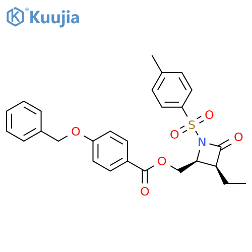 Benzoic acid, 4-(phenylmethoxy)-, [3-ethyl-1-[(4-methylphenyl)sulfonyl]-4-oxo-2-azetidinyl]methyl ester, cis- (9CI) structure