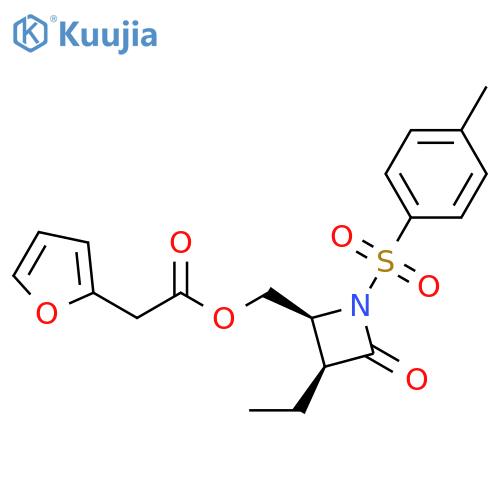 2-Furanacetic acid, [3-ethyl-1-[(4-methylphenyl)sulfonyl]-4-oxo-2-azetidinyl]methyl ester, cis- (9CI) structure