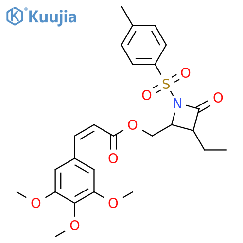 2-Propenoic acid, 3-(3,4,5-trimethoxyphenyl)-, [3-ethyl-1-[(4-methylphenyl)sulfonyl]-4-oxo-2-azetidinyl]methyl ester, cis- (9CI) structure