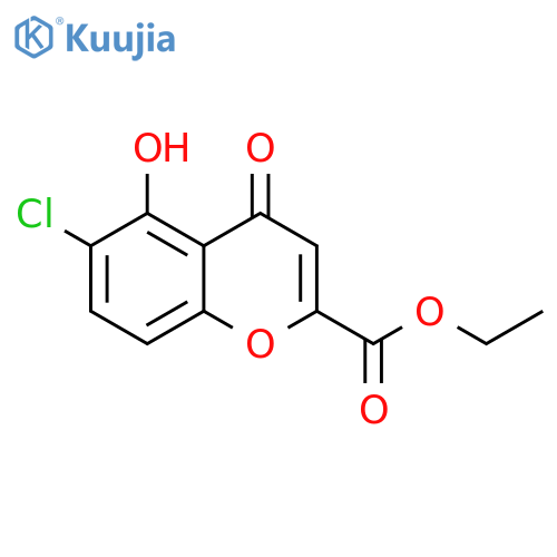 4H-1-Benzopyran-2-carboxylic acid, 6-chloro-5-hydroxy-4-oxo-, ethyl ester structure