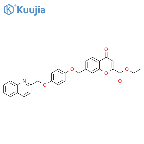 4H-1-Benzopyran-2-carboxylic acid,4-oxo-7-[[4-(2-quinolinylmethoxy)phenoxy]methyl]-, ethyl ester structure