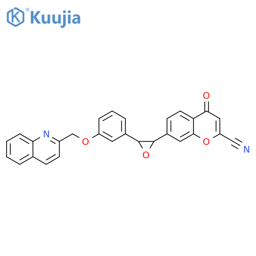 4H-1-Benzopyran-2-carbonitrile,4-oxo-7-[3-[3-(2-quinolinylmethoxy)phenyl]oxiranyl]- structure