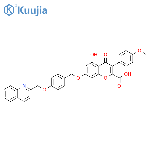 4H-1-Benzopyran-2-carboxylic acid,5-hydroxy-3-(4-methoxyphenyl)-4-oxo-7-[[4-(2-quinolinylmethoxy)phenyl]methoxy]- structure
